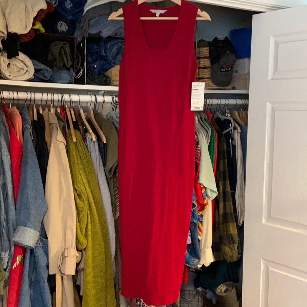 Athleta River Rib Sweater Dress Red Sz M
